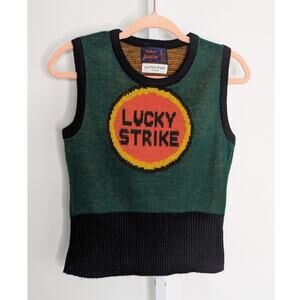 Vintage 70's Pop Art "Lucky Strike" Sweater Vest RARE